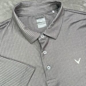Callaway Golf Polo Shirt Mens XL Grey Houndstooth Opti-Dri Stretch Performance